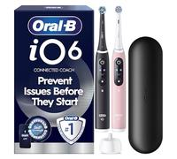 Oral-B iO 6 Electric Toothbrush | 2-Pack for Couples or Family | Black Lava & Pink Sand | 2 Brush Heads | Long-Lasting Battery | Premium Travel Case