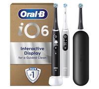 Oral-B iO 6 Electric Toothbrushes Dual Pack, Black & Grey, 3 Toothbrush Heads, 1 Travel Case, Designed By Braun
