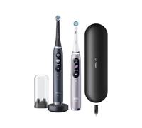 Oral-B IO 9 Duo Rechargeable Electric Toothbrushes Set of 2 Black and Pink Quartz Toothbrushes with Revolutionary Magnetic Technology, Colour Display, 1 Brush, 1 Travel Charger