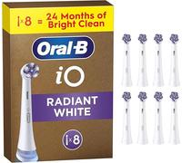 Oral-B iO Series Radiant White, Original Replacement Round Brush Heads, Angled Bristles - Deeper Plaque Removal, Polishing Petals for Teeth Whitening, for Oral-B iO Electric Toothbrushes, 8