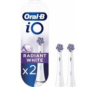 Oral-B iO Radiant White Electric Toothbrush Head, Angled Bristles Deeper Plaque Removal, With Polishing Petals For Teeth Whitening, Pack of 2White