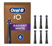 Oral-B iO Radiant White Electric Toothbrush Head, Angled Bristles Deeper Plaque Removal, with Polishing Petals for Teeth Whitening, Pack of 6 Toothbrush Heads, Black