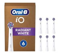 Oral-B iO Radiant White Electric Toothbrush Head, Angled Bristles Deeper Plaque Removal, With Polishing Petals For Teeth Whitening, Pack of 6, White