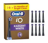Oral-B iO Radiant White Original Electric Toothbrush Heads, Black - Pack of 8 Replacement Toothbrush Heads with Angled Bristles for Deep Plaque Removal & Polishing Petals for Teeth Whitening