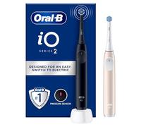 Oral-B iO Series 2 Electric Toothbrush, Duo Pack, 2nd Handpiece, 2 Replacement Brushes, 3 Cleaning Modes for Dental Care, Magnetic Technology, Designed by Braun, Night Black/Calm Pink