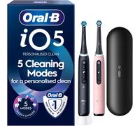 Oral-B iO5 Electric Toothbrushes for Adults, 2 Handles, Black & Pink