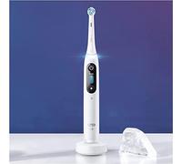 Oral-B iO Series 8 Plus Edition Electric Toothbrush, Plus 3 Replacement Toothbrush Heads, 6 Cleaning Modes for Dental Care, Travel Case, Recyclable Packaging, Designed by Braun, White Alabaster