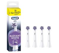 Oral-B iO Series Radiant White, Original Replacement Round Brush Heads, Angled Bristles - Deeper Plaque Removal, Polishing Petals for Teeth Whitening, for Oral-B iO Electric Toothbrushes, 4