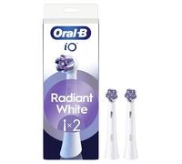 Oral-B iO Series Radiant White Replacement Brush Heads, 2 Count - Original Round Heads, Angled Bristles, Deep Plaque Removal, Polishing Petals for Teeth Whitening,