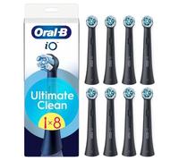 Oral-B iO Ultimate Clean Black Interchangeable Round Electric Brush Tips, with Cross Fibers for Advanced Fine Cleaning and Removal of Bacterial Plate,Oral-B iO, 8