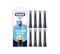 Oral-B iO Ultimate Clean Black Interchangeable Round Electric Brush Tips, with Cross Fibers for Advanced Fine Cleaning and Removal of Bacterial Plate,Oral-B iO, 8