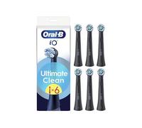 Oral-B iO Ultimate Clean Black Interchangeable Round Electric Brush Tips, with Cross Fibers for Advanced Fine Cleaning and Removal of Bacterial Plate,Oral-B iO, 6