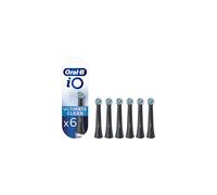 Oral-B iO Ultimate Clean Electric Toothbrush Head, Twisted & Angled Bristles for Deeper Plaque Removal, Pack of 6, Suitable for Mailbox, Black