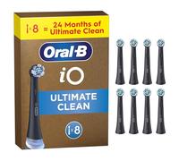 Oral-B iO Ultimate Clean Original Electric Toothbrush Heads, Black, Pack of 8, Replacement Heads with Angled Bristles for Deep Plaque Removal, Long-Lasting Multi-Pack for Home and Travel