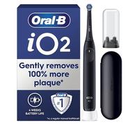 Oral-B iO2 Night Black Electric Toothbrush, 1 Toothbrush Head, 1 Travel Case, 1 Travel Refill Holder, Designed by Braun