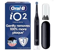 Oral-B iO2 Night Black Electric Toothbrush, 1 Toothbrush Head, 1 Travel Case, 1 Travel Refill Holder, Designed by Braun