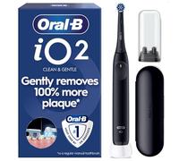 Oral-B iO2 Night Black Electric Toothbrush, 1 Toothbrush Head, 1 Travel Case, 1 Travel Refill Holder, Designed by Braun