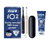 Oral-B iO2 Electric Toothbrush Night Black & Calm Pink Duo Pack - With Toothpaste - Toothbrush