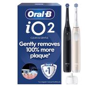 Oral-B iO 2 Electric Toothbrush | 2-Pack | Black & Pink | 2 Brush Heads | Travel Case
