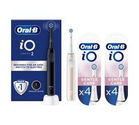 Oral-B iO2 Night Black & Calm Pink Electric Toothbrushes - Without Toothpaste - Toothbrush + 4 Toothbrush Heads (Gentle Care)