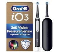 Oral-B iO3 Electric Toothbrush, 2 Toothbrush Heads, Pressure Sensor, Toothbrush for Adults with Travel Case, Gift Ideas for Him/Her, Matt Black