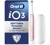 Oral-B iO3 Electric Toothbrushes Adults, 1 Toothbrush Head & Travel Case, 3 Modes With Teeth Whitening, 2 Pin UK Plug, Pink