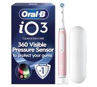Oral-B iO3 Electric Toothbrushes Adults, 1 Toothbrush Head & Travel Case, 3 Modes With Teeth Whitening, 2 Pin UK Plug, Pink