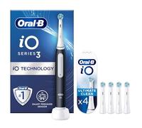 Oral-B iO3 Electric Toothbrushes Adults, 4 Toothbrush Heads, 3 Modes With Teeth Whitening, 2 Pin UK Plug, Black