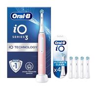 Oral-B iO3 Electric Toothbrushes Adults, 4 Toothbrush Heads, 3 Modes With Teeth Whitening, 2 Pin UK Plug, Pink