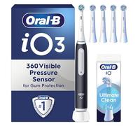 Oral-B iO3 Electric Toothbrushes Adults, 4 Toothbrush Heads, 3 Modes With Teeth Whitening, 2 Pin UK Plug, Black