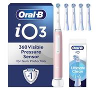 Oral-B iO3 Electric Toothbrushes Adults, 4 Toothbrush Heads, 3 Modes With Teeth Whitening, 2 Pin UK Plug, Pink