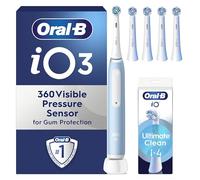 Oral-B iO3 Electric Toothbrushes Adults, Mothers Day Gifts For Her / Him, 4 Toothbrush Heads, 3 Modes With Teeth Whitening, 2 Pin UK Plug, Blue