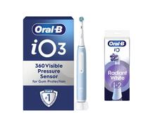 Oral-B iO3 Ice Blue Electric Toothbrush - Toothbrush + 2 Toothbrush Heads (Radiant White)