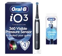 Oral-B iO3 Matte Black Electric Toothbrush - Toothbrush + 4 Toothbrush Heads (Black)
