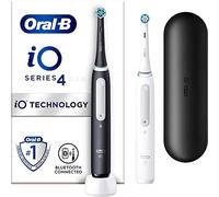 Oral-B iO 4 Dual Pack Electric Toothbrushes, 2 Toothbrush Heads, 1 Travel Case - Black & White - Black & White