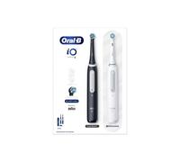 Oral-B iO 4 Dual Pack Electric Toothbrushes, 2 Toothbrush Heads, 1 Travel Case - Black & White - Black & White