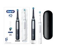 Oral-B iO 4 Dual Pack Electric Toothbrushes, 2 Toothbrush Heads, 1 Travel Case - Black & White - Black & White