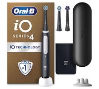 Oral-B iO4 Electric Toothbrush For Adults, 3 Toothbrush Heads, Travel Case & Toothbrush Head Holder, 4 Modes With Teeth Whitening, 2 Pin UK Plug, Black