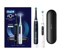 Oral-B iO5 Electric Toothbrush 2-Pack Black & White with 2 Brush Heads and Case pack
