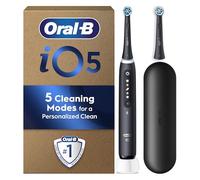 Oral-B iO 5 Black Electric Toothbrush, 2 Toothbrush Heads, 1 Travel Case, Designed by Braun