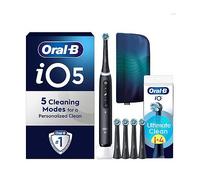 Oral-B iO5 Matt Black Electric Toothbrush + Travel Pouch & iO Ultimate Clean Black Toothbrush Heads 4 Pack Bundle