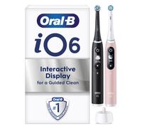 Oral-B iO6 Adult Electric Toothbrushes, Duo Pack, 5 Modes with Teeth Whitening, UK 2 Pin Plug, White and Pink