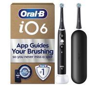Oral-B iO 6 Black Electric Toothbrush, 2 Toothbrush Heads, 1 Travel Case, Designed by Braun