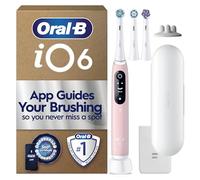 Oral-B iO6 Electric Toothbrush for Adults, 3 Toothbrush Heads, Travel Case & Toothbrush Head Holder, 5 Modes with Teeth Whitening, 2 Pin UK Plug, Pink