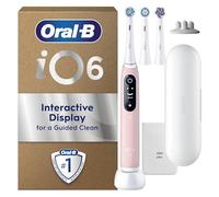 Oral-B iO6 Electric Toothbrush for Adults, 3 Toothbrush Heads, Travel Case & Toothbrush Head Holder, 5 Modes with Teeth Whitening, 2 Pin UK Plug, Pink