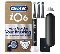 Oral-B iO6 Electric Toothbrushes For Adults, 3 Toothbrush Heads, Travel Case & Toothbrush Head Holder, 5 Modes With Teeth Whitening, 2 Pin UK Plug, Black