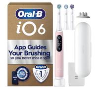 Oral-B iO6 Electric Toothbrush for Adults, Pink | Includes 3 Toothbrush Heads, Travel Case and Toothbrush Head Holder, 5 Modes with Teeth Whitening, UK Two Pin Plug