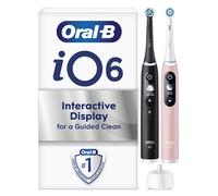 Oral-B iO6 Electric Toothbrushes Duo Pack, 5 Modes, App Guidance, AI Tracker, Position Detection, Interactive Display, 2 Minute Timer, Black & Pink