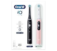 Oral-B iO6 Electric Toothbrushes for Adults, 2 Handles, Black Lava and Pink Sand - 2 Toothbrush Heads, 5 Modes with Teeth Whitening, UK 2 Pin Plug