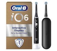 Oral-B iO 6 Black Electric Toothbrush, 2 Toothbrush Heads, 1 Travel Case, Designed by Braun